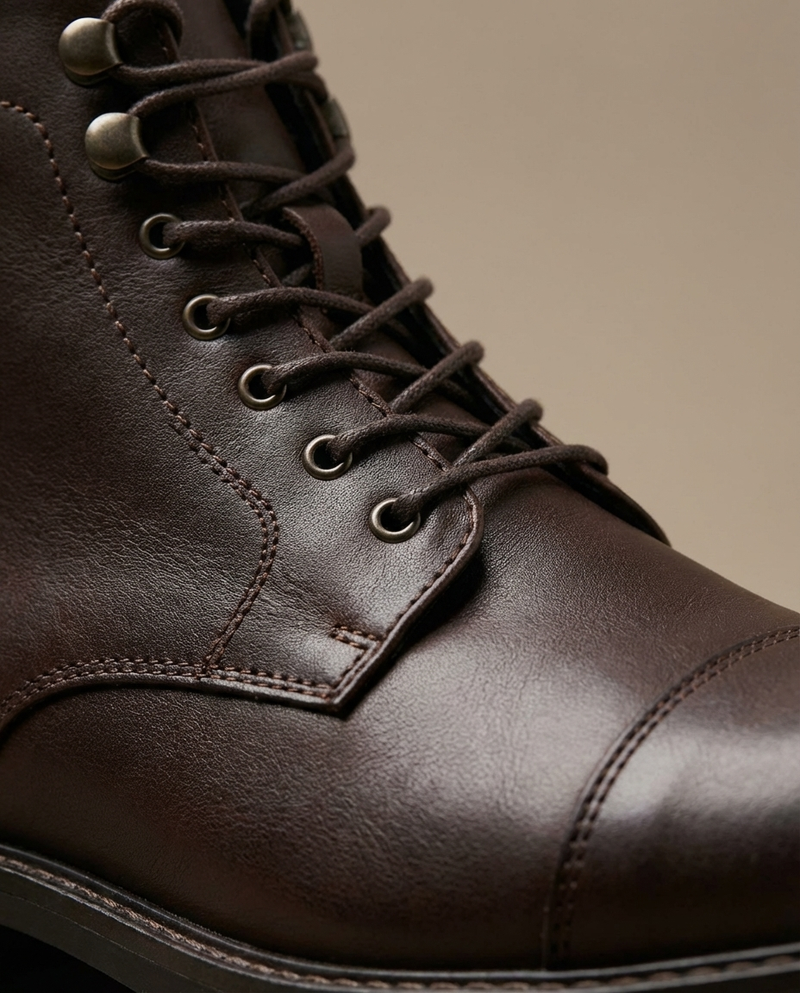 Andersan - Botas de Cuero Con Cordones