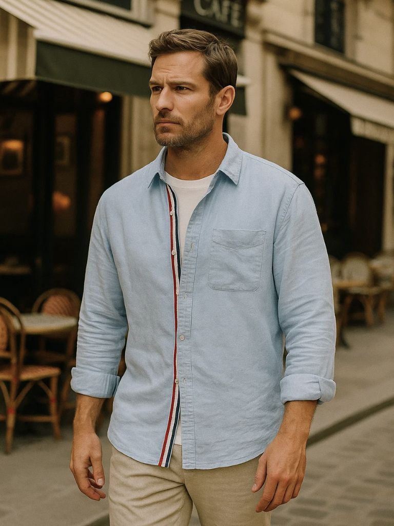 Starc - Camisa De Lino De Manga Larga