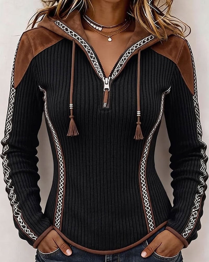 Seniya - Sudadera Con Capucha y Manga Larga Con Cremallera Frontal