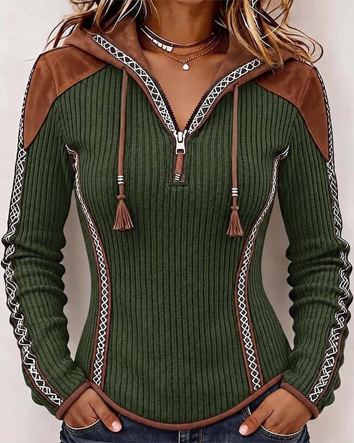 Seniya - Sudadera Con Capucha y Manga Larga Con Cremallera Frontal