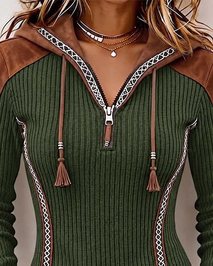 Seniya - Sudadera Con Capucha y Manga Larga Con Cremallera Frontal