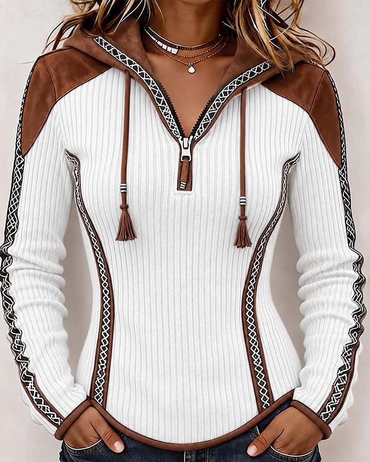 Seniya - Sudadera Con Capucha y Manga Larga Con Cremallera Frontal