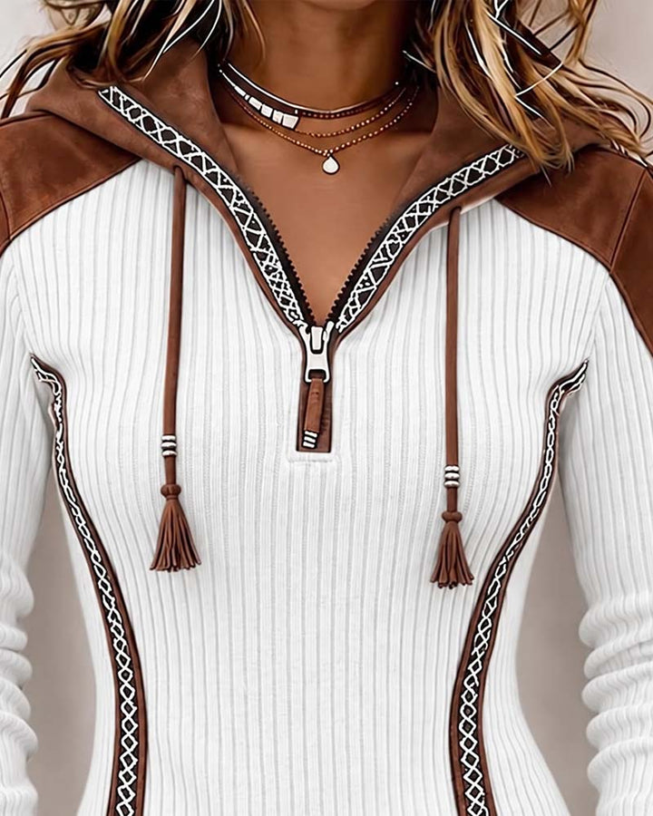 Seniya - Sudadera Con Capucha y Manga Larga Con Cremallera Frontal