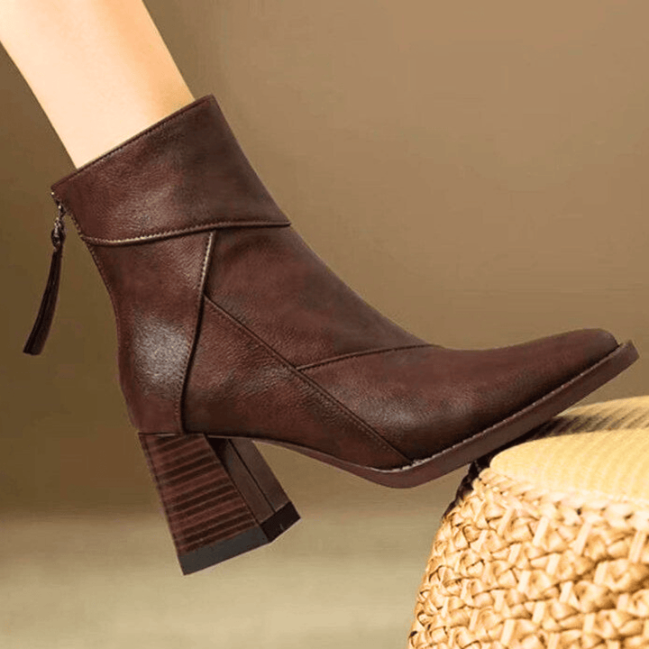 Einav - Botas Retro Con Tacón Grueso al Estilo Británico