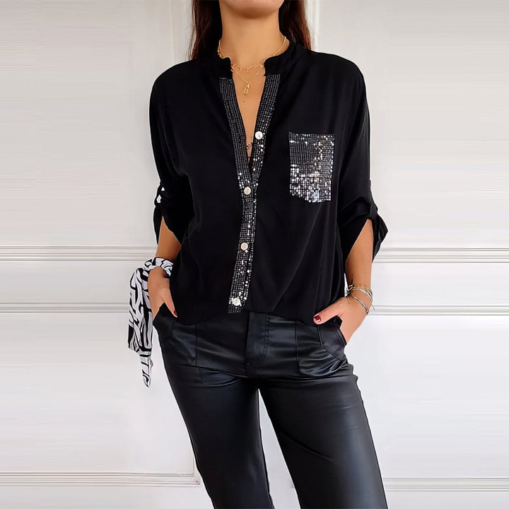 Franzina - Camisa Informal Holgada con Bolsillo Delantero y Botón