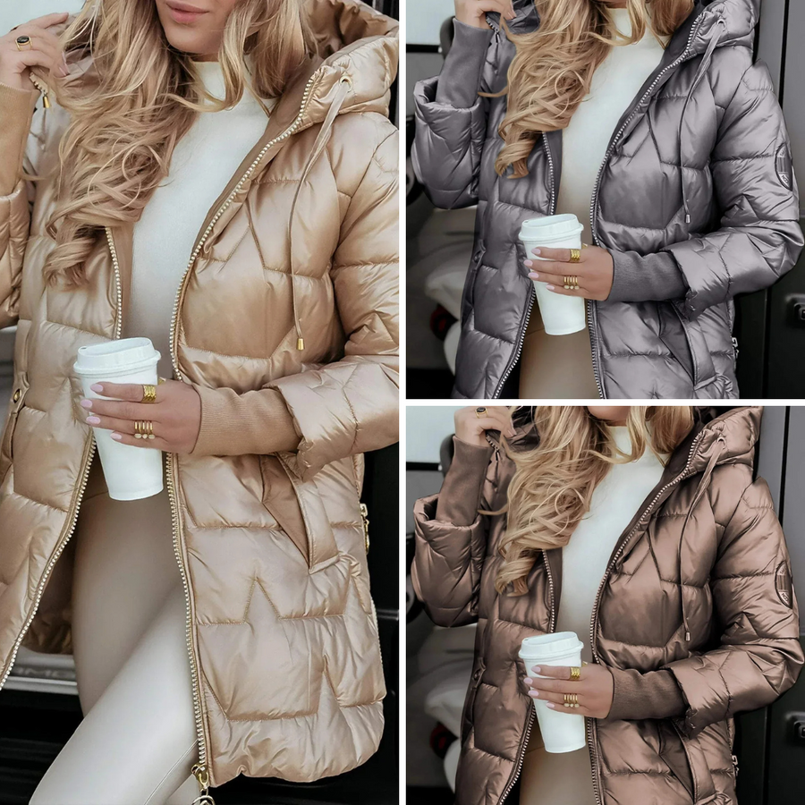 Mageina - Elegante Abrigo De Invierno Con Capucha y Acolchado