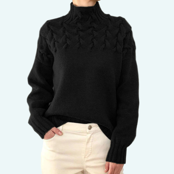 Farrah - Elegante Jersey De Cuello Alto De Punto